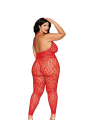 Load image into Gallery viewer, Dreamgirl Plus Poinsetta Rhinestone Bodystocking Lingerie - Nastassy