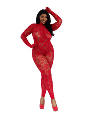 Load image into Gallery viewer, Dreamgirl Plus Gloved Bodystocking - Red