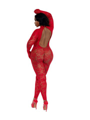 Load image into Gallery viewer, Dreamgirl Plus Gloved Bodystocking - Red
