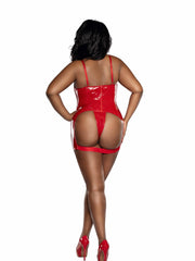 Load image into Gallery viewer, Dreamgirl Plus Red Vinyl Bodycon Dress Lingerie - Nastassy
