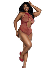 Load image into Gallery viewer, Dreamgirl Plus Rhinestone Halter Teddy Lingerie - Nastassy