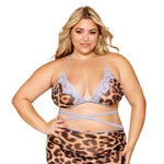 Load image into Gallery viewer, Dreamgirl Plus Size Leopard Printed Mesh with Contrast Scalloped Lace Bralette, Garter Skirt, and G-string Set Bralette set - Nastassy

