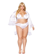 Load image into Gallery viewer, Dreamgirl Plus Size Matte Satin Robe, Bralette, and Thong Set BRALETTE AND THONG - Nastassy