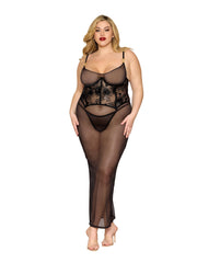 Load image into Gallery viewer, Dreamgirl Plus Size Midi Garter Chemise &amp; G-String Lingerie - Nastassy