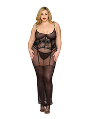 Load image into Gallery viewer, Dreamgirl Plus Size Midi Garter Chemise &amp; G-String Lingerie - Nastassy