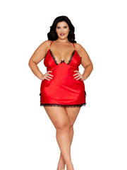 Load image into Gallery viewer, Dreamgirl Plus Size Poinsetta Satin Chemise Lingerie - Nastassy