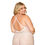 Load image into Gallery viewer, Dreamgirl Plus Size Rhinestone Embellished Fishnet Chemise witth Eyelash Lace Trim Chemise - Nastassy
