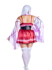Load image into Gallery viewer, Dreamgirl Plus Size Sakura Shrine Maiden Satin Circle Skirt Dress with Bow Detail Women’s Costume – Japanese-Inspired Outfit Costume - Nastassy