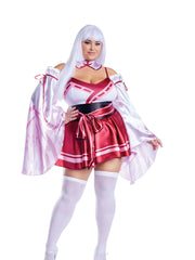 Load image into Gallery viewer, Dreamgirl Plus Size Sakura Shrine Maiden Satin Circle Skirt Dress with Bow Detail Women’s Costume – Japanese-Inspired Outfit Costume - Nastassy