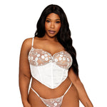 Load image into Gallery viewer, Dreamgirl Plus Size Satin and 3D Embroidery Bustier and G-string Set Bustier - Nastassy
