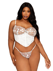 Load image into Gallery viewer, Dreamgirl Plus Size Satin and 3D Embroidery Bustier and G-string Set Bustier - Nastassy