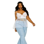 Load image into Gallery viewer, Dreamgirl Plus Size Satin, Stretch Lace, and Diamond Mesh Babydoll and Panty Set Babydoll - Nastassy
