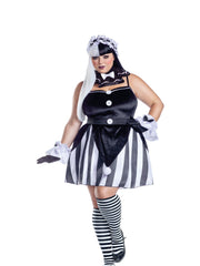 Load image into Gallery viewer, Dreamgirl Plus Size Scary Doll Satin Dress with Pompom Details Halloween Costume – Creepy Doll Outfit Costume - Nastassy