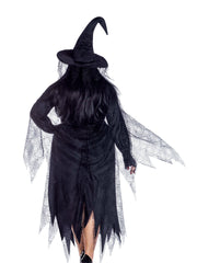 Load image into Gallery viewer, Dreamgirl Plus Size Scary Witch Velvet &amp; Lace Dress with Hat &amp; Cape Women’s Costume – Halloween Witch Outfit Costume - Nastassy