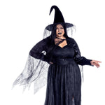 Load image into Gallery viewer, Dreamgirl Plus Size Scary Witch Velvet &amp; Lace Dress with Hat &amp; Cape Women’s Costume – Halloween Witch Outfit Costume - Nastassy
