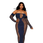 Load image into Gallery viewer, Dreamgirl Plus Size Seamless Bodystocking Gown with Removable Gold Halter Chain Bodystocking - Nastassy
