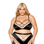Load image into Gallery viewer, Dreamgirl Plus Size Sheer Panel Bralette, Garter Skirt, and G-String Set BRALETTE AND THONG - Nastassy
