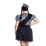 Load image into Gallery viewer, Dreamgirl Plus Size Spooky Scout Stripe Printed Dress with Sash &amp; Beret Women’s Costume – Halloween Outfit Costume - Nastassy
