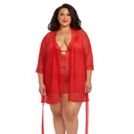 Load image into Gallery viewer, Dreamgirl Plus Size Stretch Mesh Chemise &amp; Robe Set Robes - Nastassy
