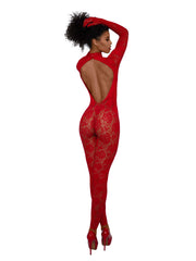 Load image into Gallery viewer, Dreamgirl Gloved Bodystocking - Red
