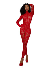 Load image into Gallery viewer, Dreamgirl Gloved Bodystocking - Red