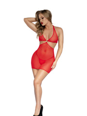 Load image into Gallery viewer, Dreamgirl Red Mesh Dress with Matching Panty Lingerie - Nastassy