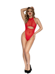 Load image into Gallery viewer, Dreamgirl Red Mesh Halter Neck Teddy Lingerie - Nastassy