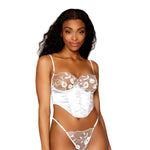 Load image into Gallery viewer, Dreamgirl Satin and 3D Embroidery Bustier and G-string Set Bustier - Nastassy
