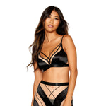 Load image into Gallery viewer, Dreamgirl Sheer Panel Bralette, Garter Skirt, and G-String Set Bralette set - Nastassy
