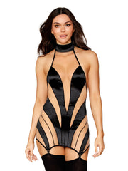 Load image into Gallery viewer, Dreamgirl Sheer Panel Garter Slip Garter Slip - Nastassy