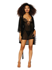 Load image into Gallery viewer, Dreamgirl Stretch Mesh Chemise &amp; Robe Set