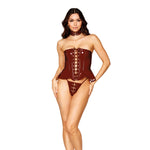 Load image into Gallery viewer, Dreamgirl Vinyl Peplum Bustier, Collar, and G-string Set g string - Nastassy
