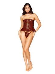 Load image into Gallery viewer, Dreamgirl Vinyl Peplum Bustier, Collar, and G-string Set g string - Nastassy
