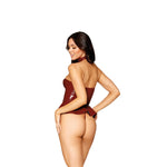 Load image into Gallery viewer, Dreamgirl Vinyl Peplum Bustier, Collar, and G-string Set g string - Nastassy
