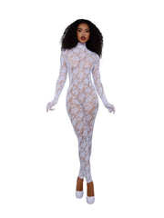 Load image into Gallery viewer, Dreamgirl Gloved Bodystocking - White