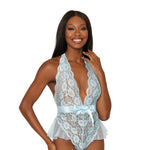Load image into Gallery viewer, Dreamgirl Halter Scalloped Teddy with Fluttery Ruffles at Hip Teddy - Nastassy
