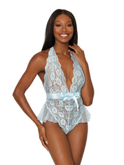 Load image into Gallery viewer, Dreamgirl Halter Scalloped Teddy with Fluttery Ruffles at Hip Teddy - Nastassy