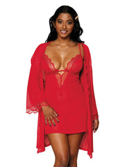 Load image into Gallery viewer, Dreamgirl Stretch Mesh Chemise &amp; Robe Set Robe - Nastassy