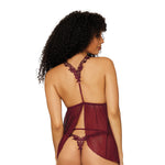 Load image into Gallery viewer, Dreamgirl Novelty stretch mesh and delicate venise embroidery babydoll and matching G-string set LINGERIE BABYDOLL - Nastassy
