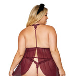 Load image into Gallery viewer, Dreamgirl Novelty stretch mesh and delicate venise embroidery babydoll and matching G-string set LINGERIE BABYDOLL - Nastassy
