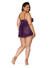 Load image into Gallery viewer, Dreamgirl Plus Size Contrast Lace Overlay Babydoll Babydoll - Nastassy