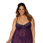 Load image into Gallery viewer, Dreamgirl Plus Size Contrast Lace Overlay Babydoll Babydoll - Nastassy
