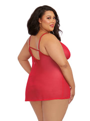 Load image into Gallery viewer, Dreamgirl Plus Size Stretch Mesh Chemise &amp; Robe Set Robes - Nastassy