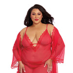 Load image into Gallery viewer, Dreamgirl Plus Size Stretch Mesh Chemise &amp; Robe Set Robes - Nastassy
