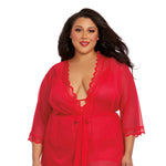 Load image into Gallery viewer, Dreamgirl Plus Size Stretch Mesh Chemise &amp; Robe Set Robes - Nastassy
