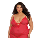 Load image into Gallery viewer, Dreamgirl Plus Size Stretch Mesh Chemise &amp; Robe Set Robes - Nastassy
