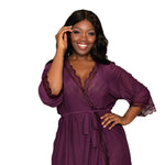 Load image into Gallery viewer, Dreamgirl Plus Size Stretch Mesh Chemise &amp; Robe Set Robes - Nastassy
