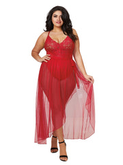 Load image into Gallery viewer, Dreamgirl Plus Size Mosaic Lace Teddy &amp; Sheer Skirt Teddy - Nastassy