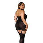 Load image into Gallery viewer, Dreamgirl Plus Size Sheer Garter Bodystocking with Thigh High Garter Dress - Nastassy
