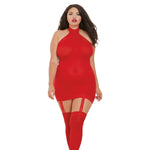 Load image into Gallery viewer, Dreamgirl Plus Size Sheer Garter Bodystocking with Thigh High Garter Dress - Nastassy
